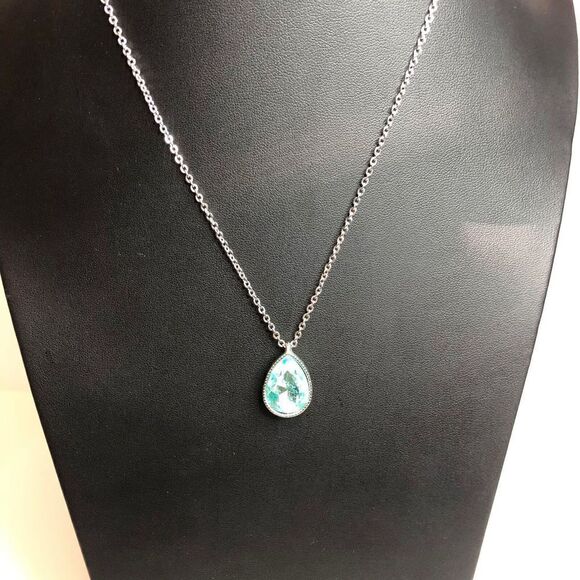 603 Charming Charlie silvertone blue stone necklace - Picture 1 of 1